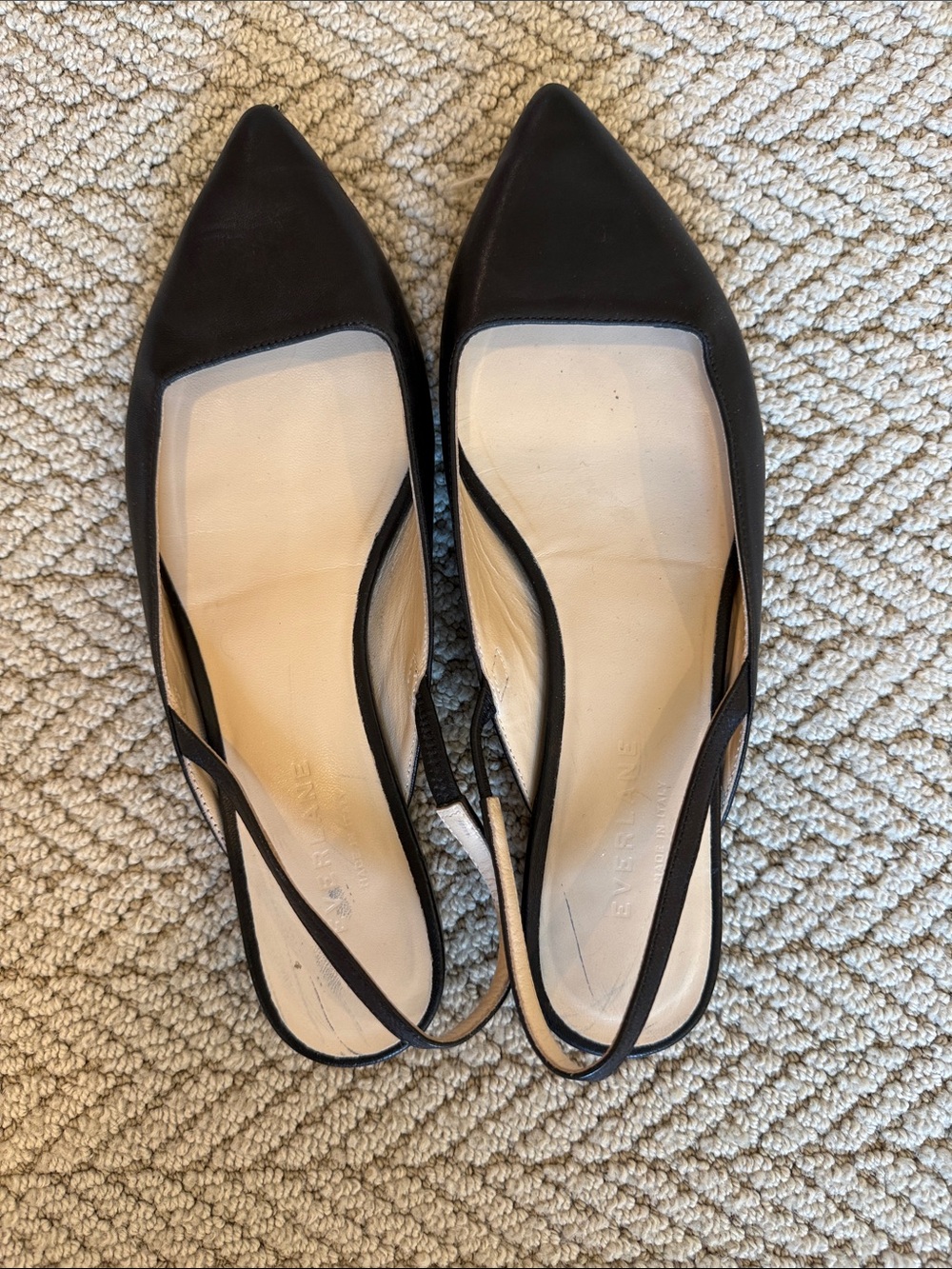 Everlane black flats with strap